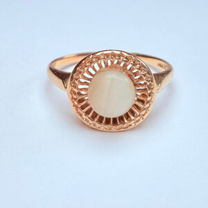 14K Solid Yellow Gold Saltwater Pearl Solitaire Nested Cocktail Vintage Ring